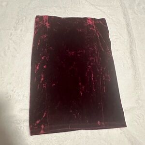 Velvet red pencil skirt